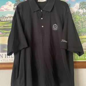Fairway & Greene Black Golf Polo Shirt Aurora Crest Titleist Sleeve Men’s XL